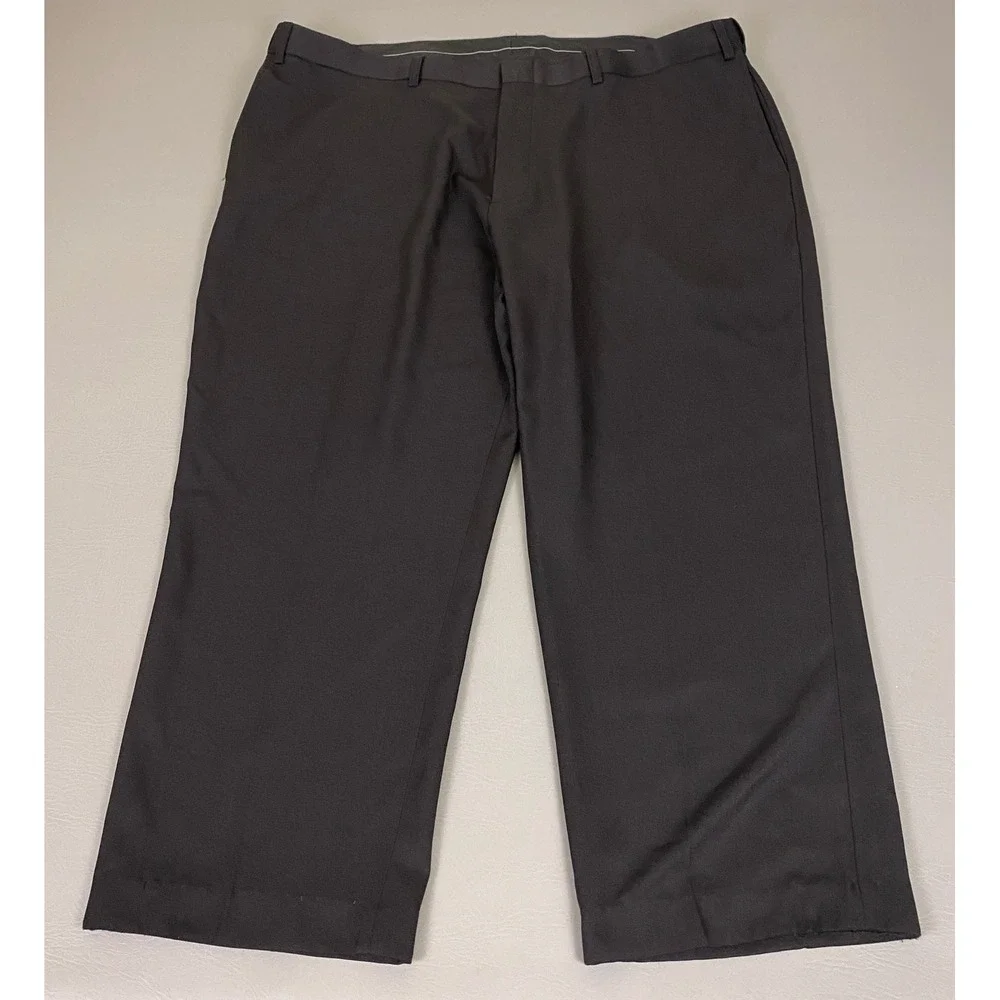 Botany 500 Dress Pants Men's Size 44x26 Black Flat Front Straight Leg Trousers *
